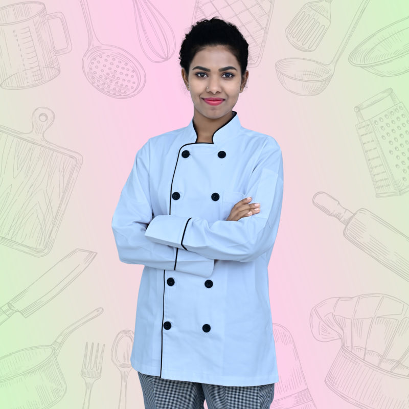 Chef Jacket White with Black Piping Unisex Rethaa – Reetha Tex