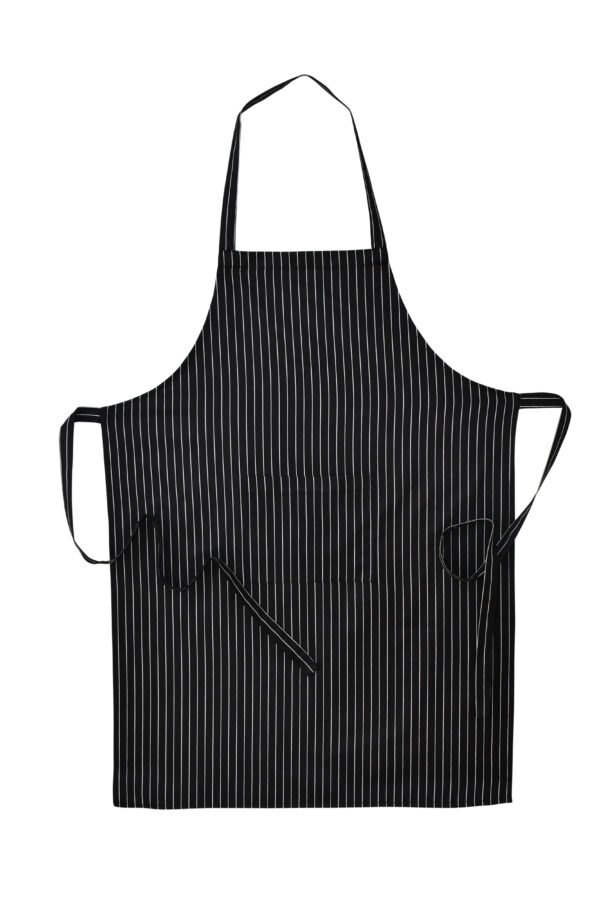 Black striped full bib chef apron – Quintus brand professional