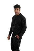 Man wearing turquoise black full sleeve t-shirt with black cargo pants – Quintus Collection