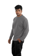 Man wearing Grey full sleeve round neck t-shirt with black pants – Casual Wear for Men