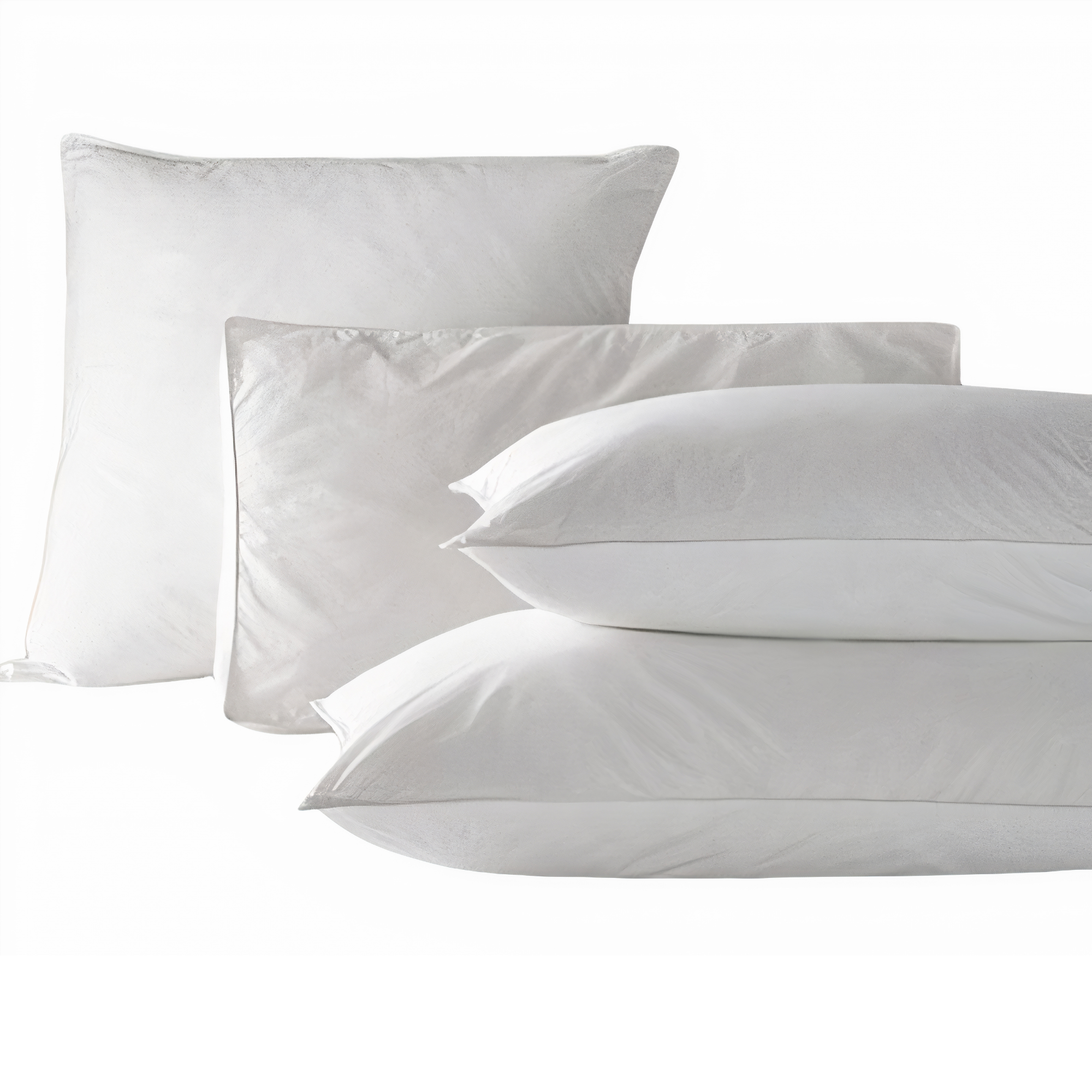 Premium Pillow Covers Set of plain white pillow covers in multiple sizes, stacked and displayed on a white background.
