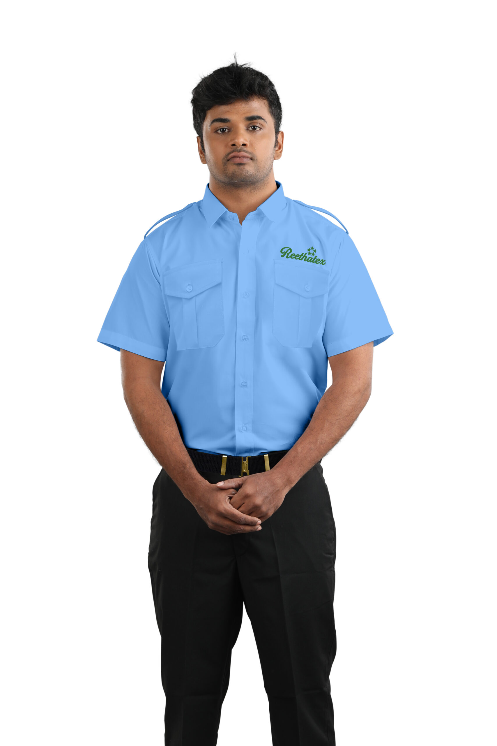 Sky blue half sleeve security uniform shirt for staff