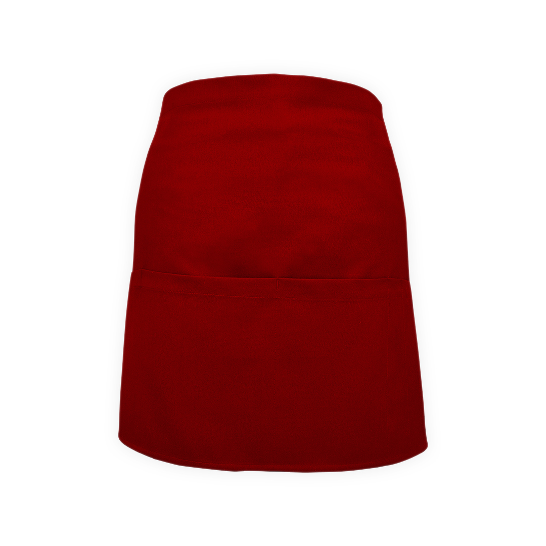 Red 3/4 chef apron – Quintus plain mid-length apron for kitchen use