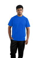 Man wearing Blue half sleeve round neck t-shirt with black pants – Casual Wear for Men