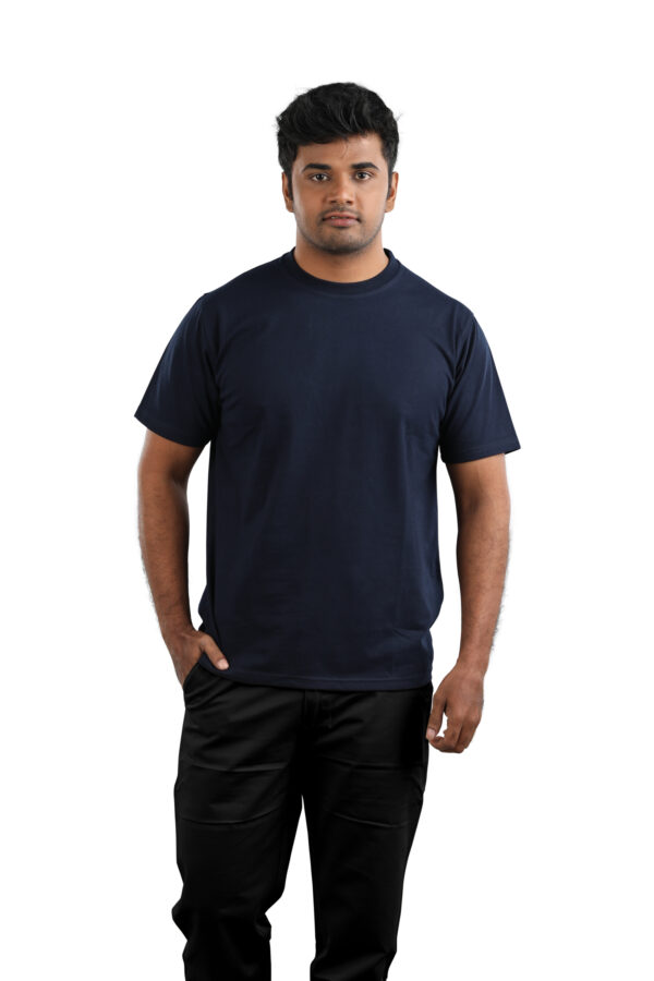 Man wearing Navy Blue half sleeve round neck t-shirt – Casual Wear for Men
