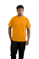 Man wearing yellow half sleeve round neck t-shirt with black pants – Casual Wear for Men